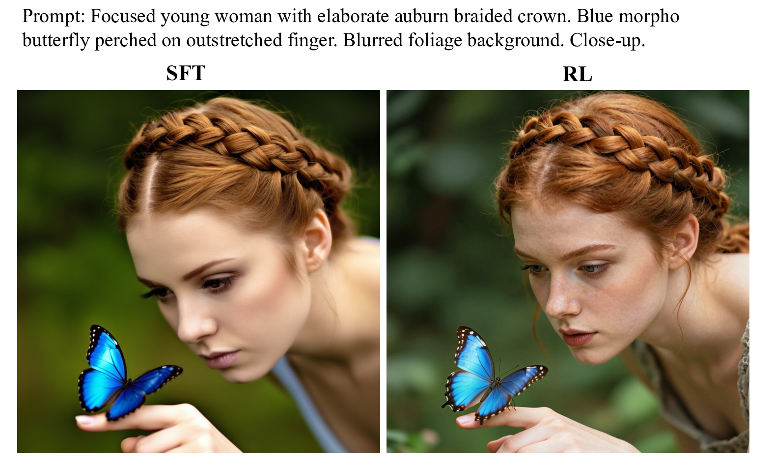 Butterfly example comparison before and after reward-guided optimization