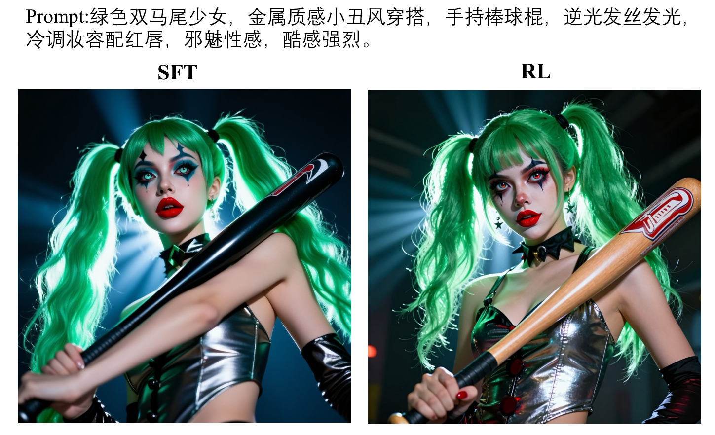 Portrait example comparison before and after reward-guided optimization